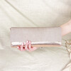 Pochette longue fine paillette or blond et irisé or rose
